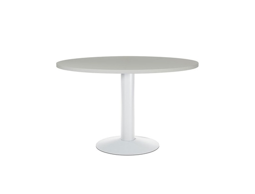 [2150726] ROCADA - MESA DE REUNION MEETING ESTRUCTURA COLUMNA ACERO BLANCO TABLERO MADERA GRIS 120 CM DIAMETRO (Ref.3006ATW02)