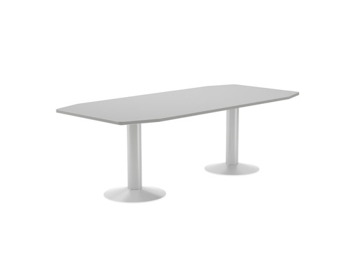 [2150738] ROCADA - MESA DE REUNION MEETING ESTRUCTURA COLUMNA DOBLE ACERO BLANCO TABLERO MADERA GRIS (Ref.3003ATW02)