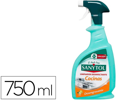 [2160180] SANYTOL - Limpiador desinfectante para cocinas con pistola pulverizadora bote de 750 ml (Ref. 71961)