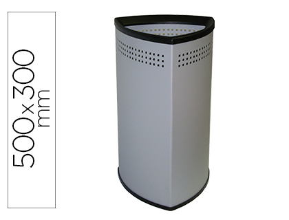 [2155573] SIE - Paraguero metalico triangular 50x30 cm gris aro inferior pvc negro (Ref. 318)