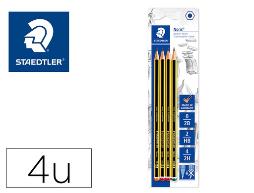 [2161356] STAEDTLER - Lapices de grafito noris blister de 2 unidades n 2 hb + 1 unidad n 0 2b + 1 unidad n 4 2h (Ref. 120-S BK4D)