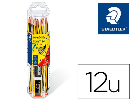 [9159987] STAEDTLER - Lapices de grafito noris n.2 hb blister promocional 120 aniversario de12 uds + Sacapuntas/Afilalapices + goma (Ref. 61 120P2)