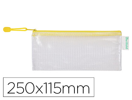 [2152481] TARIFOLD - Bolsa multiusos pvc 250x115 mm apertura superior con cremallera portaboligrafo y correa color amarillo (Ref. 509044)