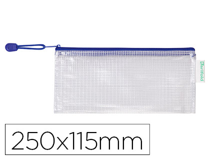 [2152482] TARIFOLD - Bolsa multiusos pvc 250x115 mm apertura superior con cremallera portaboligrafo y correa color azul (Ref. 509041)