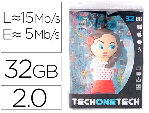 [2161850] TECH ON TECH - Memoria usb flamenca sevillana 32 gb (Ref. TEC5125-32)