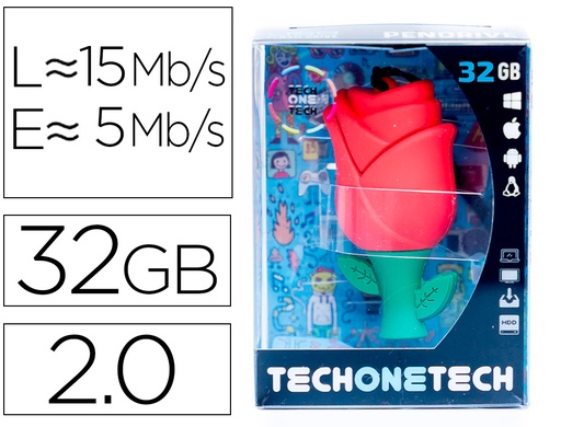 [2161854] TECH ON TECH - Memoria usb rosa one 32 gb (Ref. TEC5131-32)
