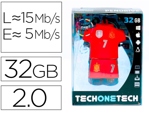 [2161834] TECH ON TECH - Memoria usb seleccion futbol españa mundial brasil 32 gb (Ref. TEC50231-32)
