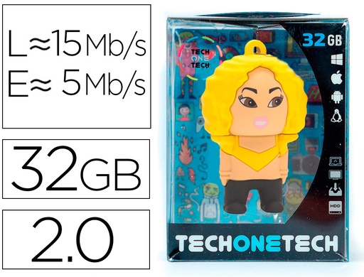 [2161845] TECH ON TECH - Memoria usb shasha kira 32 gb (Ref. TEC5108-32)