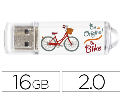 [2155396] TECHONETECH - Memoria usb flash drive 16 gb 2.0 be bike (Ref. TEC4005-16) (Canon L.P.I. 0,24€ Incluido)