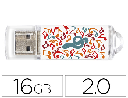 [2155392] TECHONETECH - Memoria usb flash drive 16 gb 2.0 music dream (Ref. TEC4003-16) (Canon L.P.I. 0,24€ Incluido)