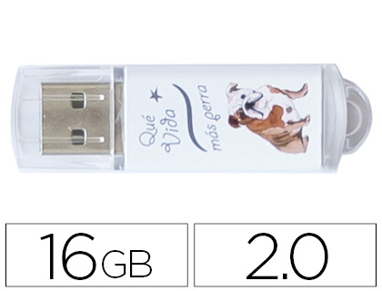 [2155404] TECHONETECH - Memoria usb flash drive 16 gb 2.0 que vida mas perra (Ref. TEC4009-16) (Canon L.P.I. 0,24€ Incluido)