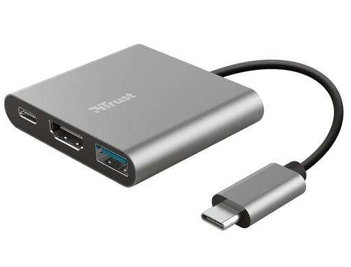 [2160311] TRUST - Adaptador dalyx 3 en 1 multipuerto usb-c / usb-a usb-c hdmi 2.0 color aluminio (Ref. 23772)