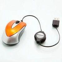 [9927542] VERBATIM - RATÓN OPTICO DE VIAJE GO MINI. DISEÑO ULTRAPORTÁTIL. CABLE USB RETRÁCTIL. COLOR NARANJA (Ref.49023)