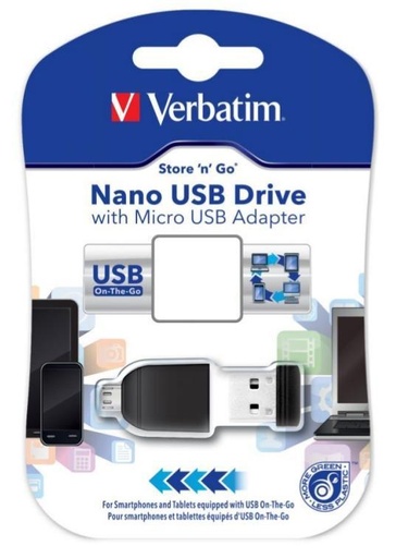 [9927189] VERBATIM - STORE'N'STAY NANO USB 2.0, 16GB + OTG ADAPTADOR (Incluye Canon LPI de 0,24 €) (Ref.49821)