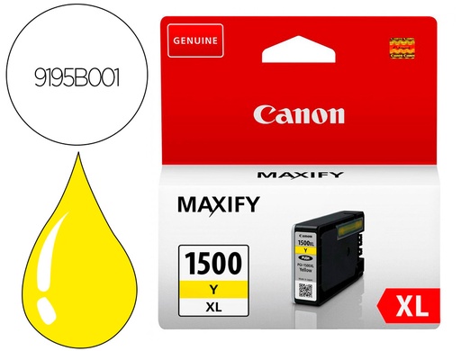 [2152635] CANON - Cartuchos ORIGINALES Inyección De Tinta MAXIFY PGI1500 XL Y AA - MB2050 / MB2150 / MB2155 / MB2350 / MB2750 / MB2755 AMARILLO (Ref.9195B001)