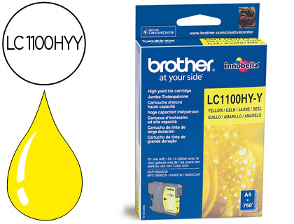 [9043423] BROTHER - Cartuchos ORIGINALES Inyección De Tinta LC1100HY-Y Amarillo (Ref.LC1100HYY)