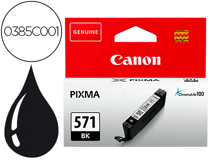 [9152578] CANON - Cartuchos ORIGINALES Inyección De Tinta CLI-571 BK (Ref.0385C001)