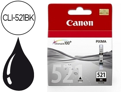 [2046008] CANON - Cartuchos ORIGINALES Inyección De Tinta CLI-521BK NEGRO PIXMA MP620/630/980 IP3600/4600 (Ref.2933B001)