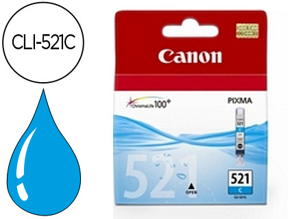 [9046009] CANON - Cartuchos ORIGINALES Inyección De Tinta CLI-521C Cyan (Ref.2934B001)