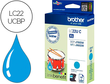 [9154546] BROTHER - Ink-jet lc22ucbp xl dcp-j785dw / dcp-j785dwxl / mfc-j985dw / mfc-j985dw cian 1.200 pag (Ref. LC22UCBP)