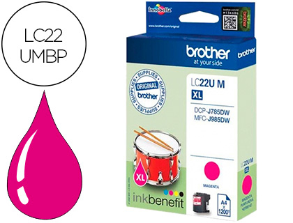 [9154547] BROTHER - Ink-jet lc22umbp xl dcp-j785dw / dcp-j785dwxl / mfc-j985dw / mfc-j985dw magenta 1.200 pag (Ref. LC22UMBP)