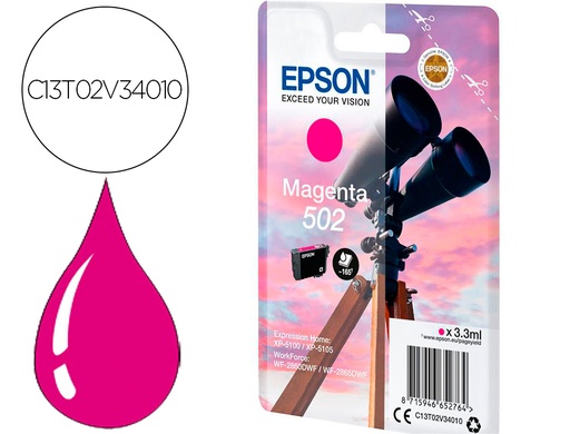 [9160937] EPSON - Ink-jet singlepack magenta 502 ink (Ref. C13T02V34010)
