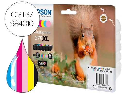 [9159536] EPSON - Ink-jet 378 xl expression home xp-8605 / 15000 / 8500 negro amarillo cian magenta cian claro (Ref. C13T37984010)