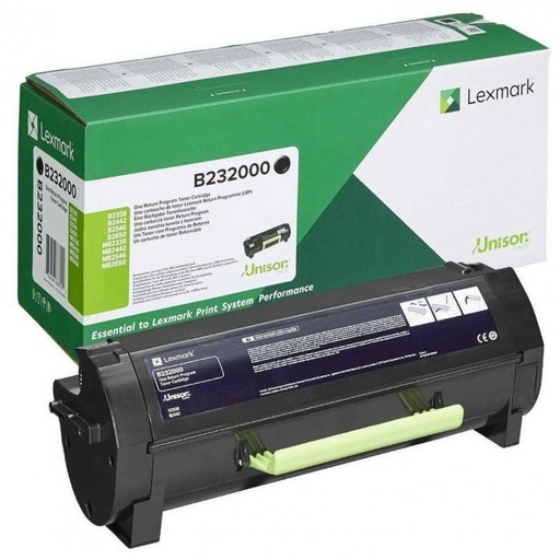 [9162819] LEXMARK - Toner laser b232000 b2442dw / mb2546dn / b2650dw / mb2338dw negro 3000 paginas (Ref. B232000)