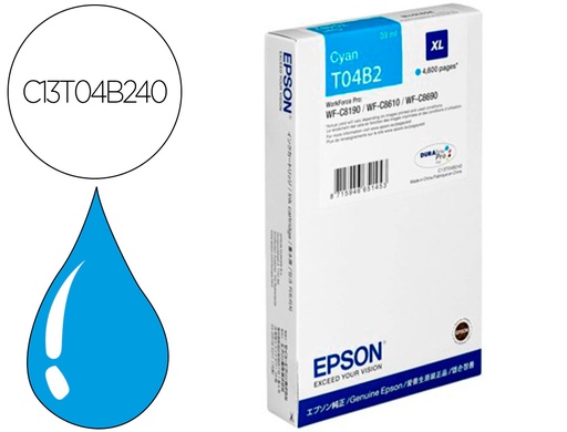 [9162731] EPSON - Ink-jet workforce pro wf-c8610dwf/ wf-c8690 series / wf-c8190 series cian 4600 paginas (Ref. C13T04B240)