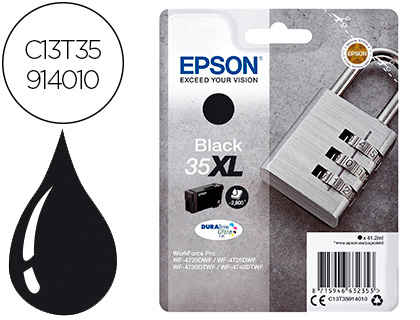 [2152612] EPSON - INK-JET 35XL T3591 PRO WF-4720DWF / 4725DWF / 4730DTWF / 4740DTWF NEGRO ALTA CAPACIDAD 1900 PAGINAS (Ref.C13T35914010)