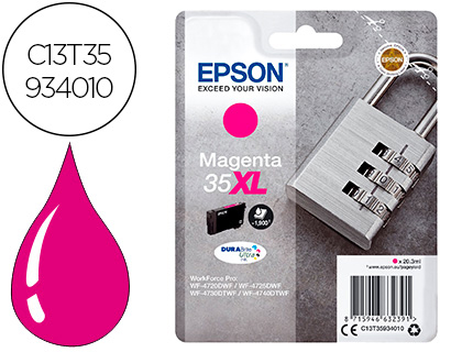 [2152613] EPSON - INK-JET 35XL T3593 PRO WF-4720DWF / 4725DWF / 4730DTWF / 4740DTWF MAGENTA ALTA CAPACIDAD 1900 PAGINAS (Ref.C13T35934010)