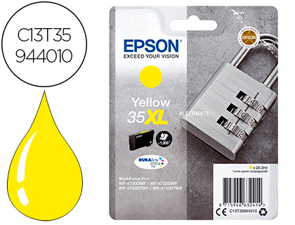 [2152614] EPSON - INK-JET 35XL T3594 PRO WF-4720DWF / 4725DWF / 4730DTWF / 4740DTWF AMARILLO ALTA CAPACIDAD 1900 PAGINAS (Ref.C13T35944010)