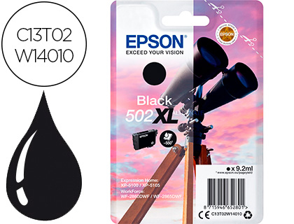 [9154799] EPSON - Ink-jet 502 xl expression home xp 5100 / 5105 workforce wf 2860 / 2860dwf negro 550 paginas (Ref. C13T02W14010)