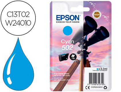 [9154802] EPSON - Ink-jet 502 xl expression home xp 5100 / 5105 workforce wf 2860 / 2860dwf cian 470 paginas (Ref. C13T02W24010)