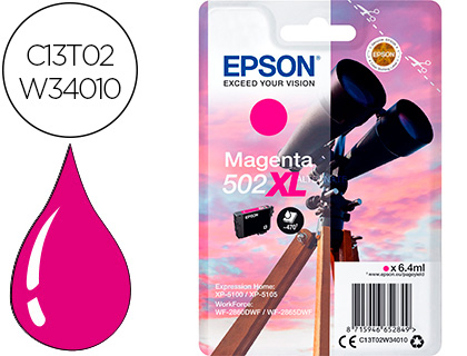 [9154801] EPSON - Ink-jet 502 xl expression home xp 5100 / 5105 workforce wf 2860 / 2860dwf magenta 470 paginas (Ref. C13T02W34010)
