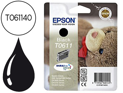 [9035422] EPSON - Cartuchos ORIGINALES Inyección De Tinta STYLUS D68/D88/D 88 PLUS, DX3800/DX4200/DX4800 NEGRO (Ref.C13T0611401)