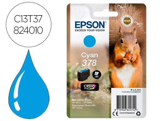 [9159525] EPSON - Ink-jet 378 expression home xp-8605 / 8606 / xp-15000 / xp-8500 / 8505 cian 360 pag (Ref. C13T37824010)