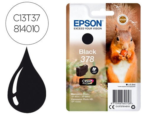 [9159524] EPSON - Ink-jet 378 expression home xp-8605 / 8606 / xp-15000 / xp-8500 / 8505 negro 240 pag (Ref. C13T37814010)