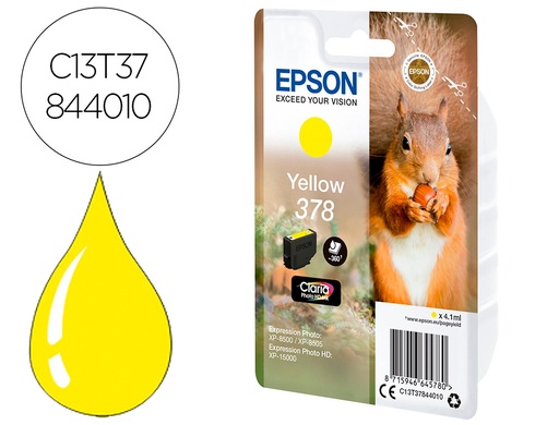 [9160922] EPSON - Ink-jet singlepack amarillo 378 claria photo hd ink (Ref. C13T37844010)