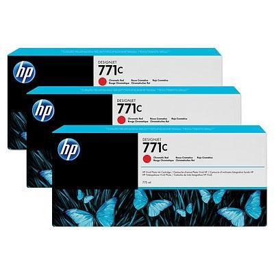 [1410363] HP ( HEWLETT PACKARD ) - Cartuchos ORIGINALES Inyección De Tinta 771C Rojo Pack 3 (Ref.B6Y32A)