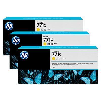 [1410487] HP ( HEWLETT PACKARD ) - Cartuchos ORIGINALES Inyección De Tinta 771C Amarillo Pack 3 (Ref.B6Y34A)
