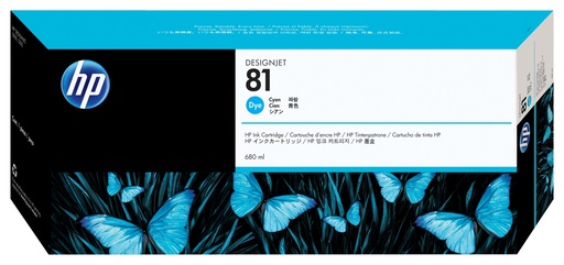[9047592] HP ( HEWLETT PACKARD ) - Cartuchos ORIGINALES Inyección De Tinta 81 Cyan (Ref.C4931A)