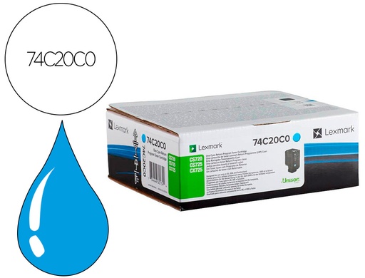 [9162488] LEXMARK - Toner laser 74c20c0 cx725de / cs720d e/ cs725de cian 3000 paginas (Ref. 74C20C0)
