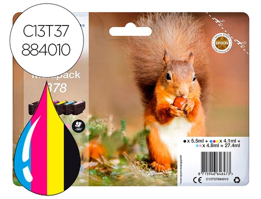 [9159529] EPSON - Ink-jet 378 expression home xp-8605 / 15000 / 8500 negro amarillo cian magenta cian claro magenta claro 360 (Ref. C13T37884010)