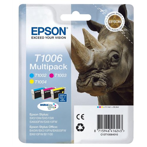 [2064009] EPSON - Cartuchos ORIGINALES Inyección De Tinta STYLUS OFFICE T1006 B40W / BX600FW / SX600FW MULTIPACK 3 COLORES (Ref.C13T100640)