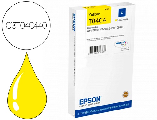 [9162389] EPSON - Ink-jet t04c4 amarillo 1700 paginas (Ref. C13T04C440)