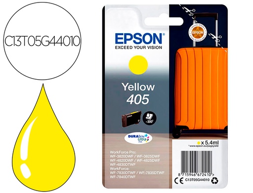 [9162212] EPSON - Cartucho de inyección de tinta 405 wf-3820dwf / wf-4820dwf / wf-7830dtwf / wf-7840dtwf amarillo (Ref. C13T05G44010)