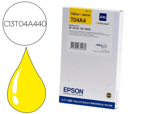 [9161013] EPSON - Ink-jet wf-c8190 / wf-c8690 xxl amarillo (Ref. C13T04A440)