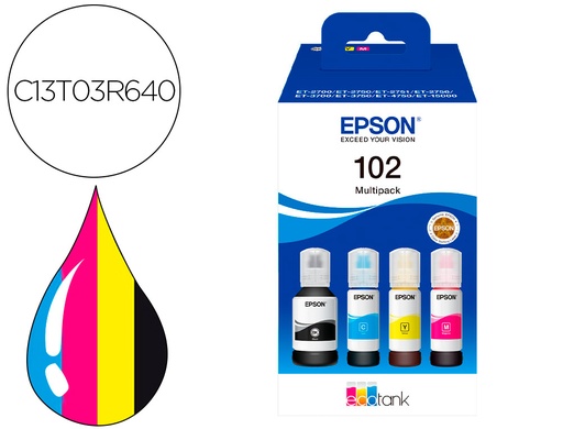 [2161056] EPSON - Ink- /102 ecotank multipack botella ink /ecotank et-2700 / et-2750 / et-2751 / et-2756 / et-3700 / (Ref. C13T03R640)