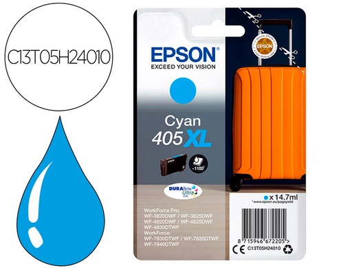 [2162214] EPSON - Ink-jet 405 xl wf-3820dwf / wf-4820dwf / wf-7830dtwf / wf-7840dtwf alta capacidad cian (Ref. C13T05H24010)